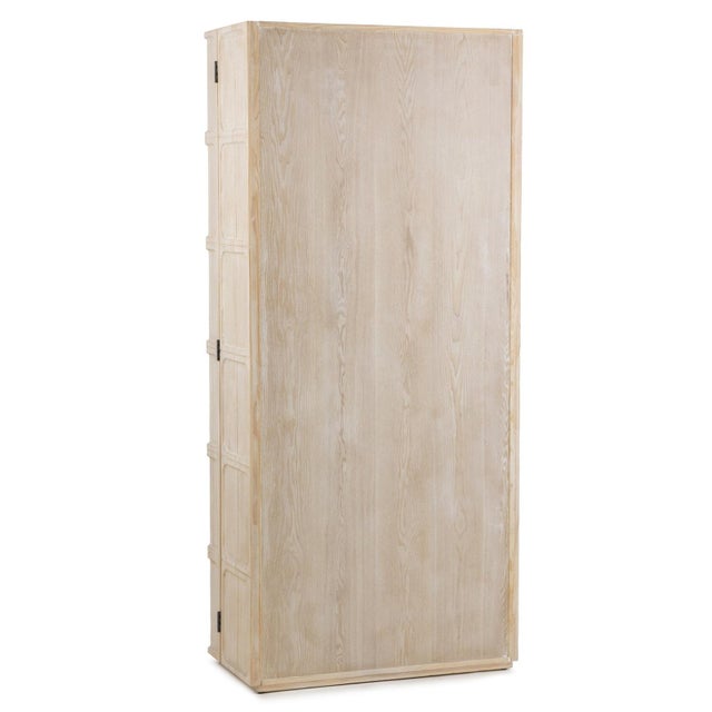 Wood Whitewashed Organic Modern Pine Storage Cabinet For Sale - Image 7 of 7