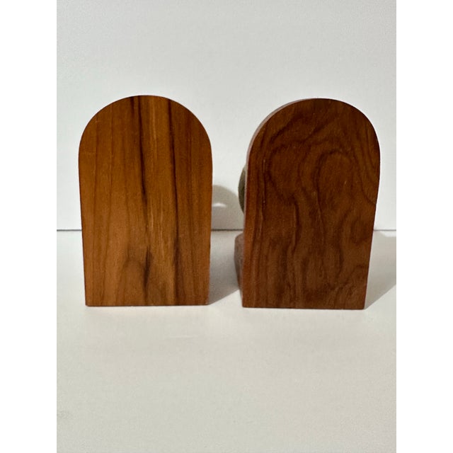 Mid 20th Century Vintage Mid 20th Century Wood and Paper Mache Old World Globe Book Ends- Pair of 2 For Sale - Image 5 of 12