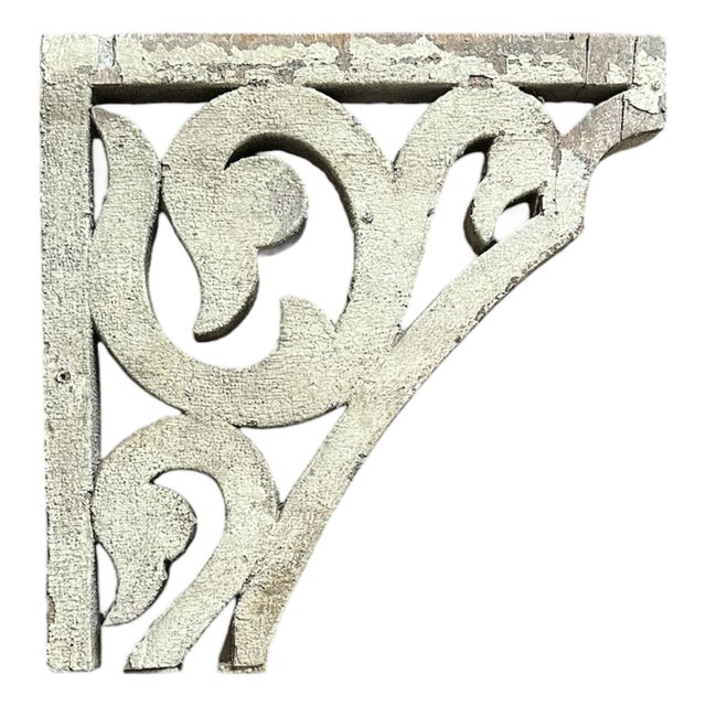 Antique White Distressed Wood Swan Head Corbel / Architectural Fragment #4 For Sale