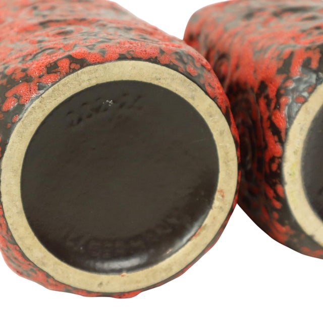 Red Fat Lava Vases from Scheurich Jura, West Germany, 1960s, Set of 2 For Sale - Image 12 of 14