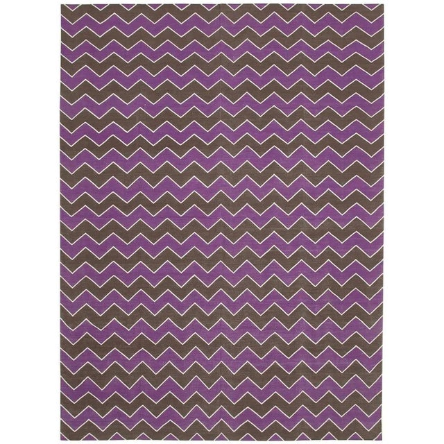 Textile Purple Dhurrie Rug, 2000s For Sale - Image 7 of 7