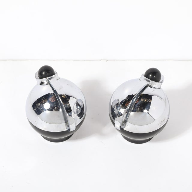 Art Deco "Spherical Miracle" Chrome & Bakelite Thermos Bottles by Raymond Loewy For Sale - Image 10 of 16