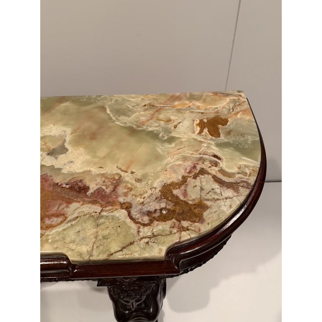 Baroque Italian Carved Wood & Onyx Highly Carved Console Table For Sale - Image 3 of 15