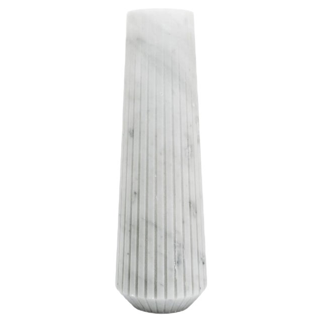 High Vase in White Carrara Marble For Sale