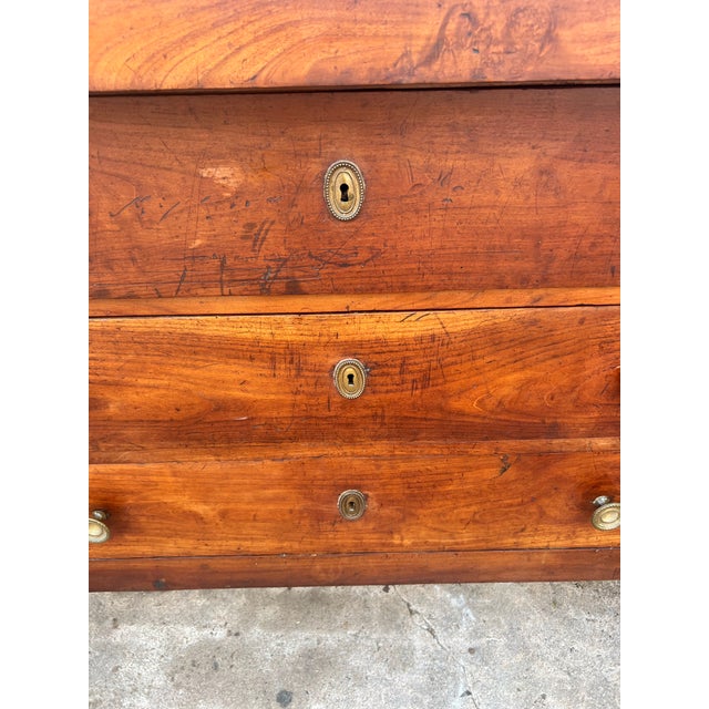 Brass French 19th Century Empire Solid Walnut Chest of Drawers / Commode For Sale - Image 8 of 12