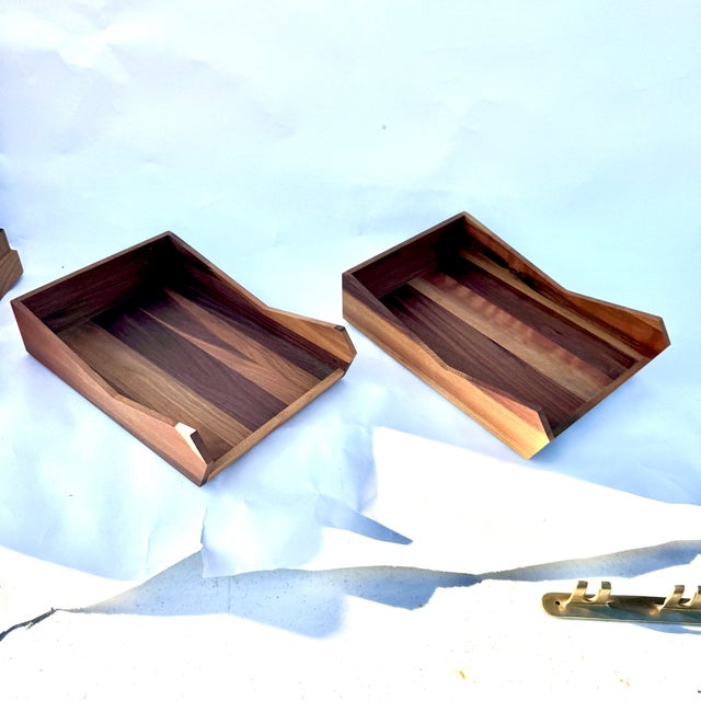 Contemporary European Beech Wood Two Tiered Letter Tray- 2 Pieces For Sale - Image 10 of 12