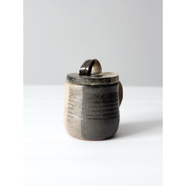 Contemporary Vintage Studio Pottery Mug With Lid For Sale - Image 3 of 12