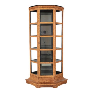 Biedermeier Hexagonal Vitrine, Elm Wood & Glass, Circa 1870-1880 For Sale