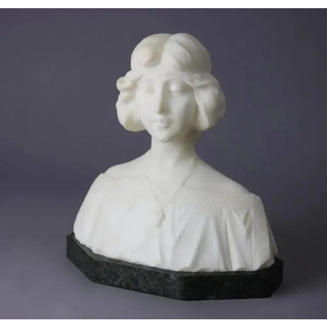 Antique Alabaster Sculpture Bust Statue of a Woman 19th Century For Sale - Image 12 of 12