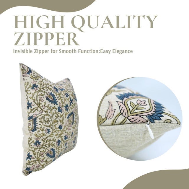 Fabdivine Hawa Mahal Decorative Throw Pillow Cover 12x20 Inch Linen Blend Hand Block Print For Sale - Image 6 of 9