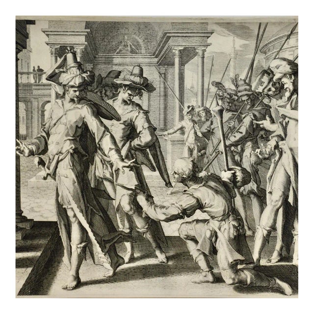 "Allegory of Justice": A 17th Century Old Master Engraving by Van Swanenburg, 1605 For Sale