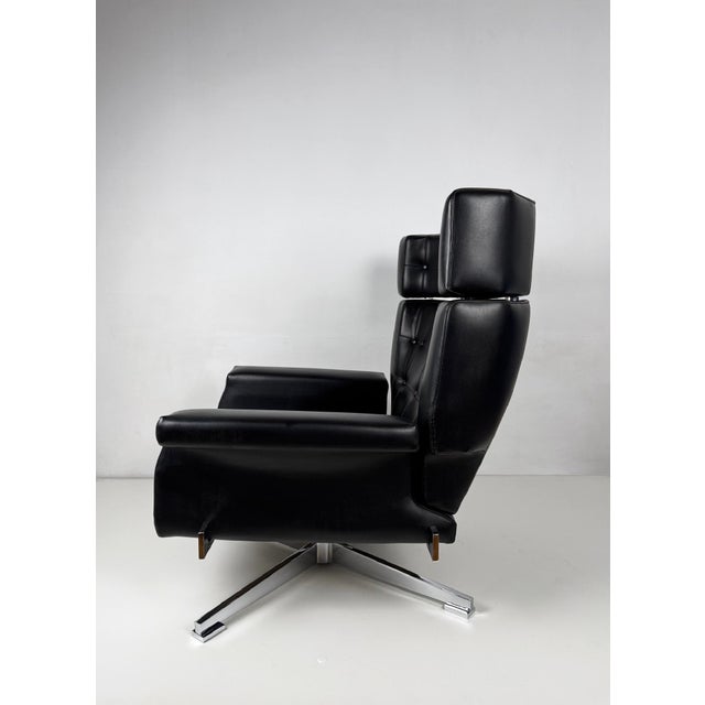 Black Large Leather Armchair attributed to Sergio and Giorgio Saporiti for Saporiti Italia, 1950s For Sale - Image 8 of 10