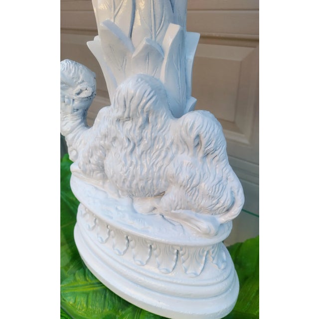 Chelsea House Inc Vintage Palm Beach Regency Plaster Whimsical Camel Shaped Table Lamp Scalloped Shade For Sale - Image 4 of 12