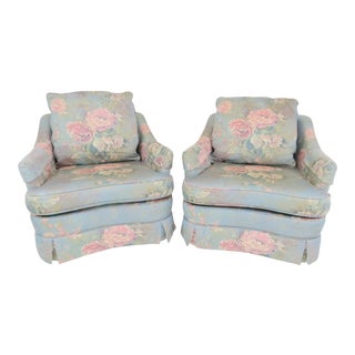 Vintage 1980s Hollywood Regency Swivel Rocking Club Chairs - a Pair For Sale