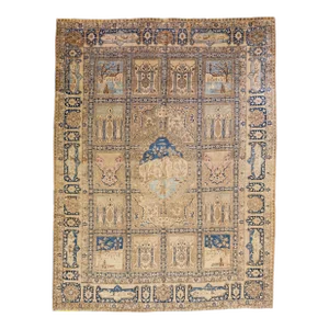 1930s Handmade Antique Persian Tabriz Wool Rug in Beige Withh Allover Design