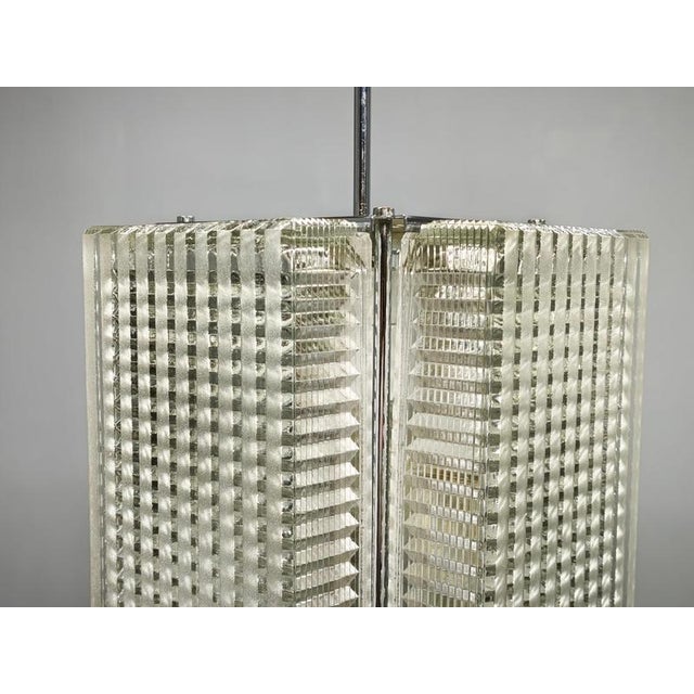 Vintage Pendant Lights in Chrome and Textured Glass from Napako, 1970s, Set of 2 For Sale - Image 9 of 15