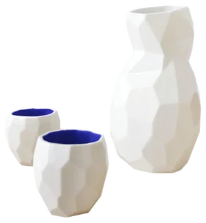 Blue Poligon Sake Set from Studio Lorier, Set of 3