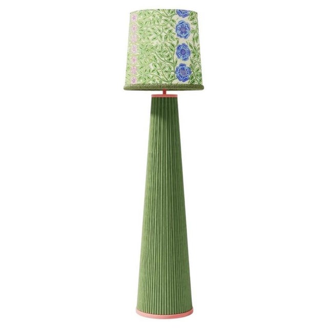Winnie Floor Lamp in Rattan with Wood and Printed Cotton by Popus Editions For Sale - Image 6 of 6