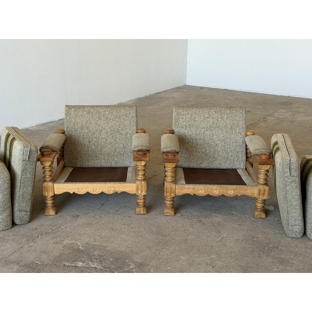 Brown Brutalist Oak Lounge Chairs by Henning Kjærnulf, 1960s, Set of 2 For Sale - Image 8 of 17