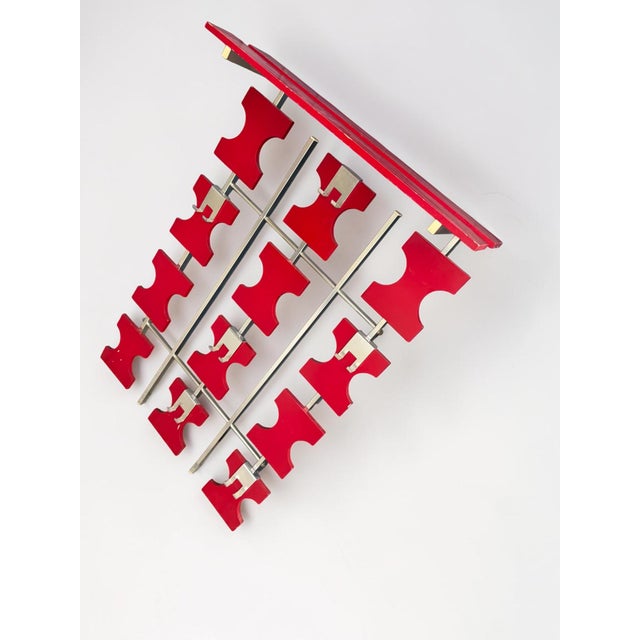 Vintage Space Age Wall Coat Rack in Red with Hat Shelf, 1960s For Sale - Image 14 of 18