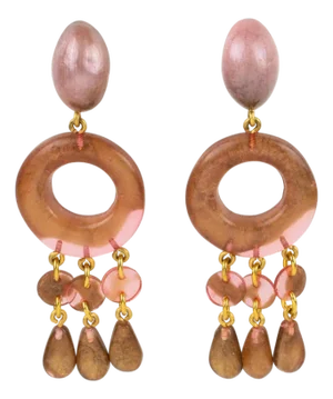 Dominique Denaive Pearlized Rose-Brown Acrylic Clip Earrings