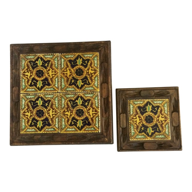Vintage Arts and Crafts Mexican Tile Trivets Set of 2 Chairish