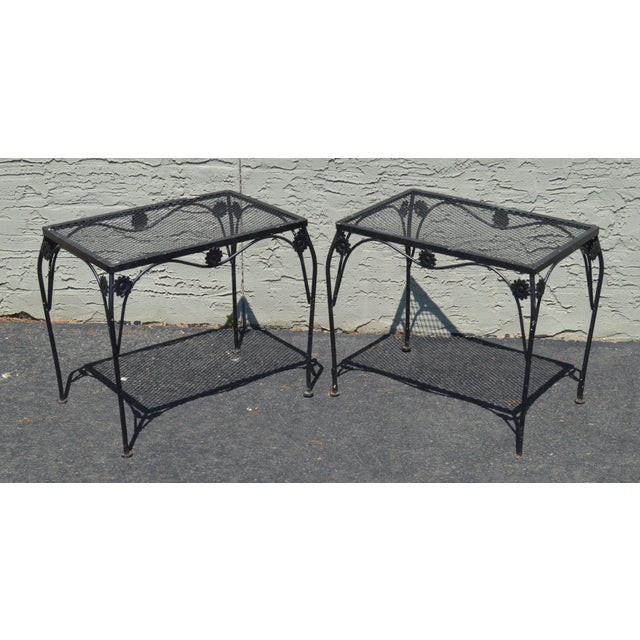 Wrought Iron Vintage Pair Of Sunflower Patio Garden Side Tables Chairish