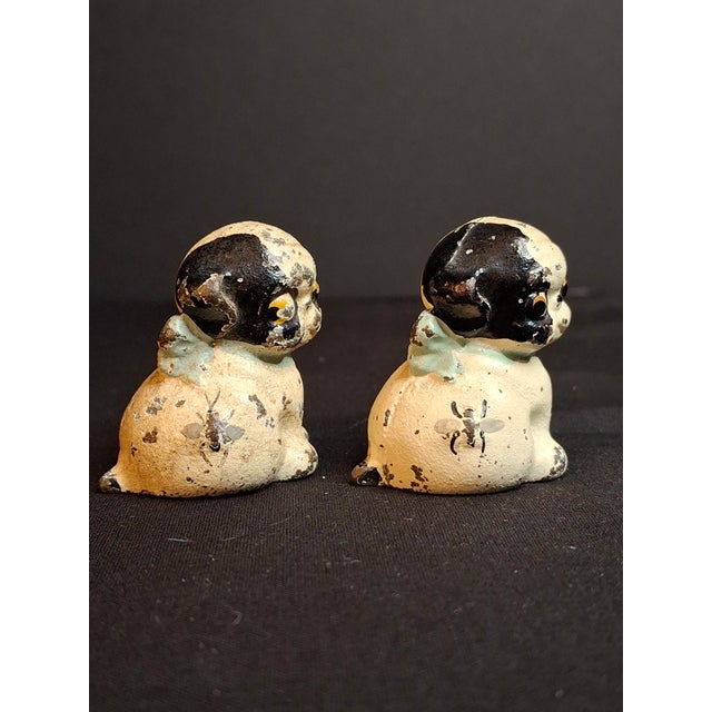 Pair Antique Hubley Cast Iron Puppo Dog Figurine Paperweights Bee on Hip Grace Drayton For Sale In Boston - Image 6 of 15