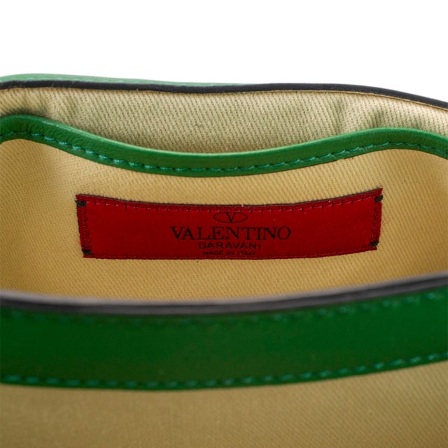 Valentino Garavani Green Leather Rockstud Shoulder Handbag For Sale - Image 10 of 12