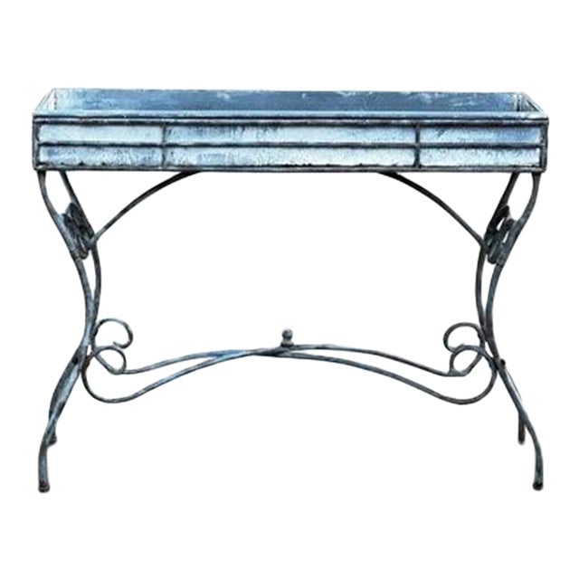 Vintage 1990s Arras Style Tall Weathered Metal Plant Stand For Sale