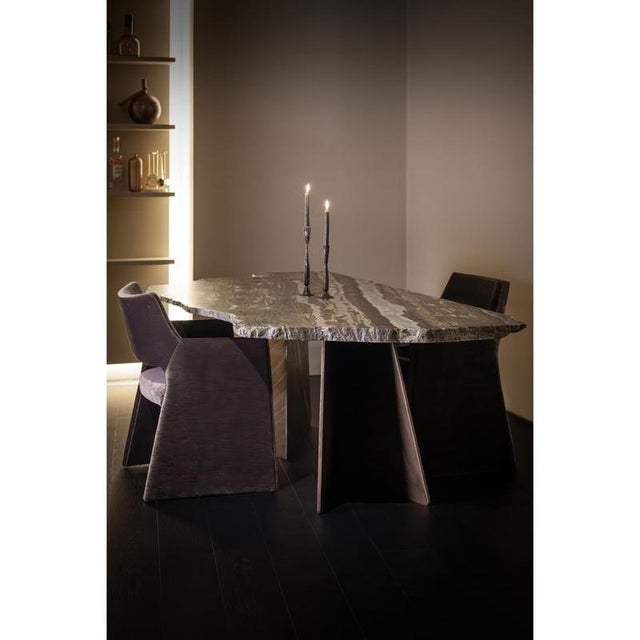 Vermont One of a Kind Dining Table in Marble and Brass by Alex Turco For Sale - Image 9 of 10