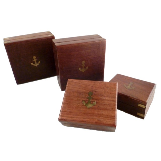 Birch Boxes With Brass Details - Set of 4 For Sale - Image 4 of 10