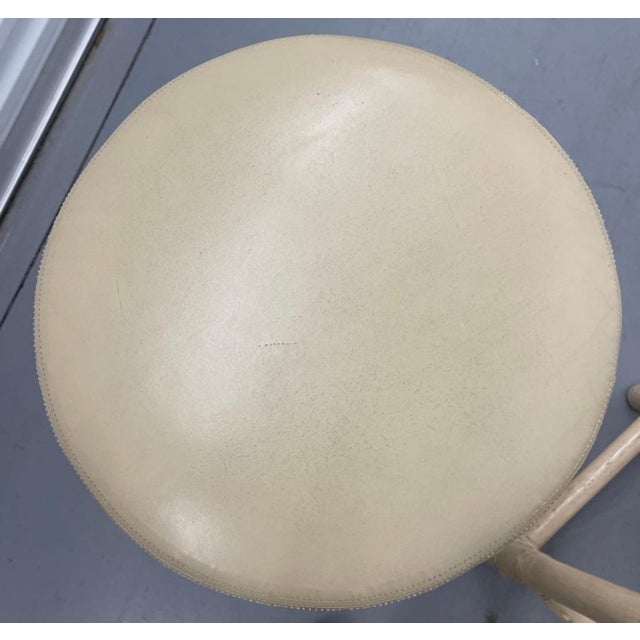 McGuire San Francisco Whitewashed Rattan Leather Stools, a Pair For Sale In West Palm - Image 6 of 11