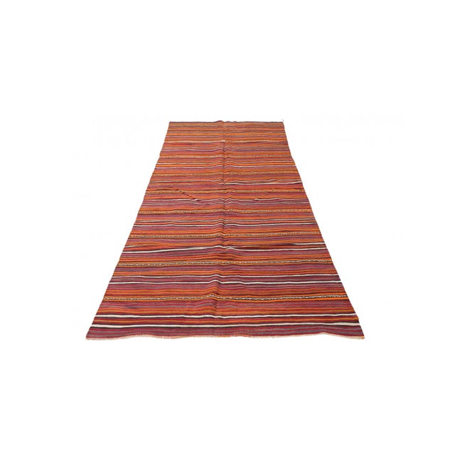 Mid-Century Modern Vintage Decorative Striped Kilim Rug - 4`3" X 11`6" For Sale - Image 3 of 6