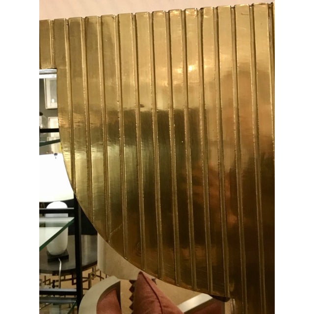 2010s Currey & Co. Modern Brass Foil Finished Wall Mirror For Sale - Image 5 of 6