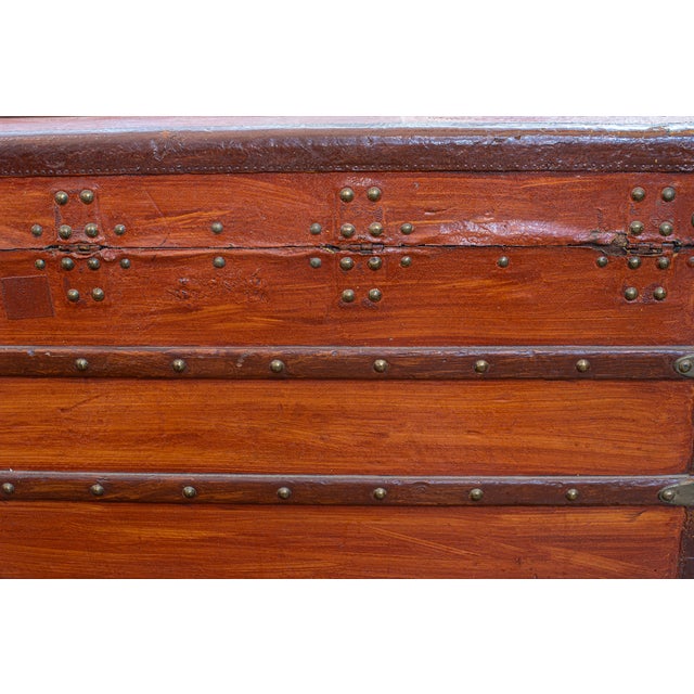 Antique Flat-Top Steamer Trunk For Sale In Atlanta - Image 6 of 11