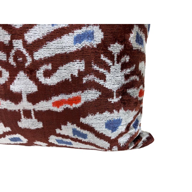 Brown Large Silk Cushion Cover With Leaf Design For Sale - Image 8 of 10