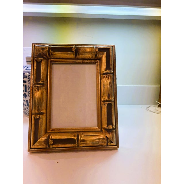 Gold Vintage Faux Gilt Bamboo Picture Frame 5 X7 For Sale - Image 8 of 13