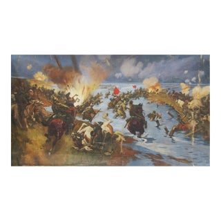 Red Army October Revolution Painting: Antique Socialist Realism Soviet Art 260-340 For Sale