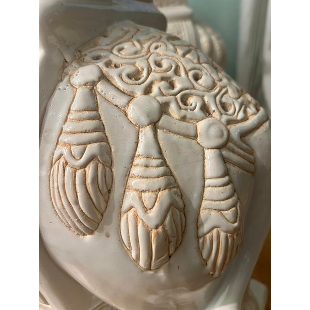 1960’s White Chinoiserie Elephant Garden Stools Large 21.5' - A Pair For Sale - Image 10 of 12