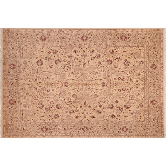 Tan Shabby Chic 1990's Agra Pak-Persian Tan/Red Wool Rug - 8'2'' X 10'4'' For Sale - Image 8 of 9