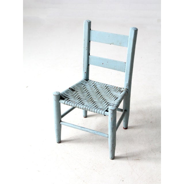 Farmhouse Antique Painted Woven Seat Children's Chair For Sale - Image 3 of 10