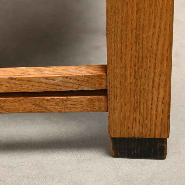 Dutch Art Deco Amsterdam School Dining Chairs in Oak and Light Fabric, 1930s, Set of 4 For Sale - Image 12 of 16