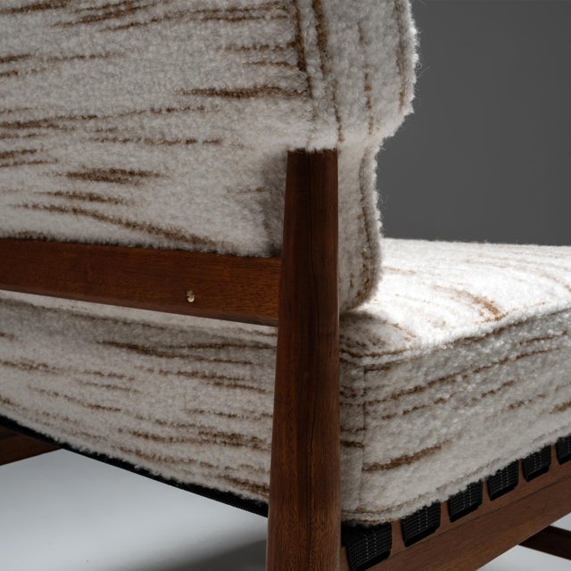 Beige Vintage upholstered Teak Lounge Chair For Sale - Image 8 of 13