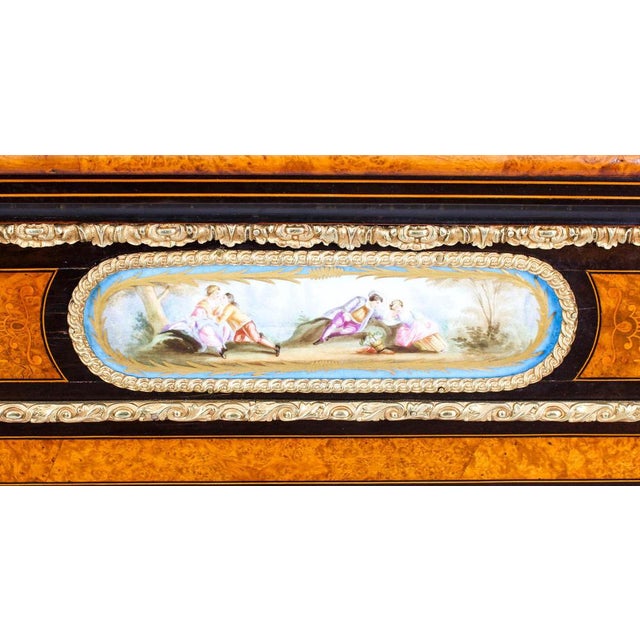 Victorian Burr Walnut & Sèvres Plaques Credenza For Sale - Image 3 of 18