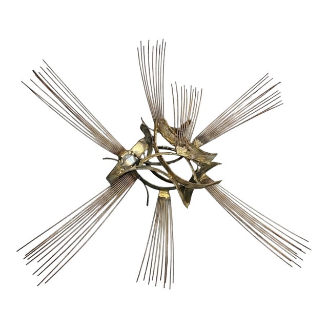 Vintage Brutalist Metal Wall Sculpture For Sale