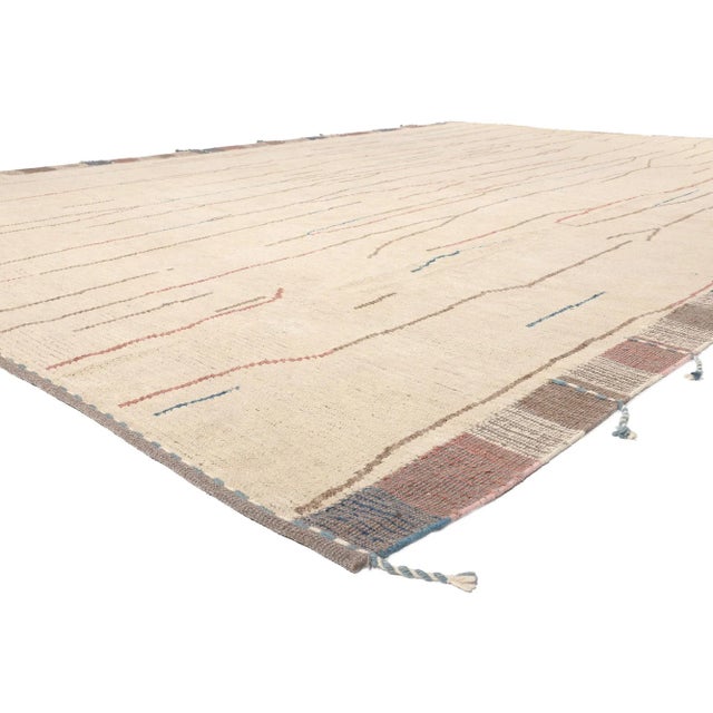 81019 Organic Modern Moroccan Rug, 11'02 x 15'10. Wabi-Sabi meets sustainable elegance in this hand knotted wool organic...