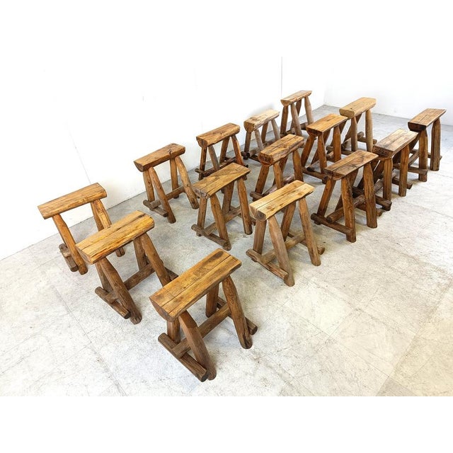 1970s Vintage Wooden Stool, 1970s For Sale - Image 5 of 14