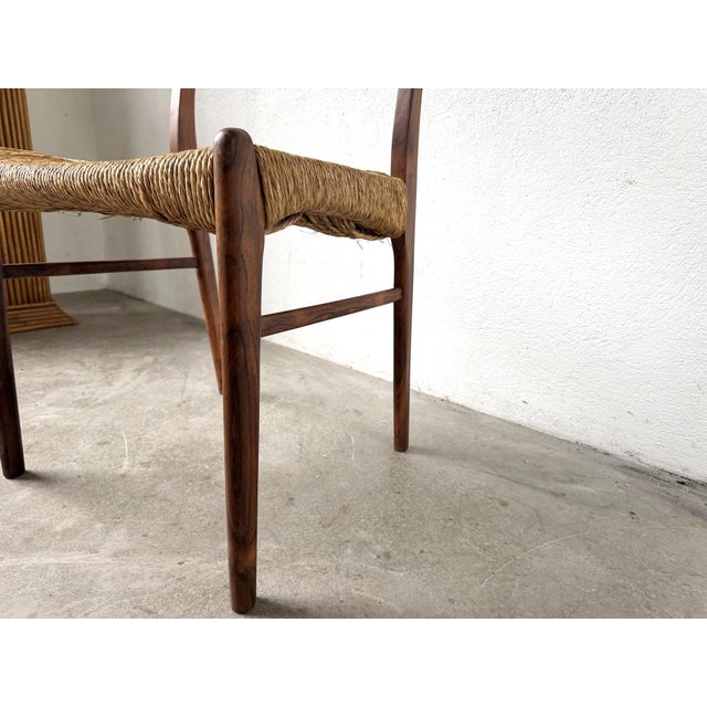 Textile GS60 Chair in Exotic Wood and Straw attributed to Arne Wahl Iversen, 1960s For Sale - Image 7 of 16