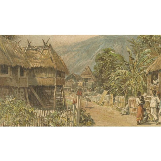 German School, Tagalog Village on Luzon Philippine Colonial Landscape Print, 1883, Paper For Sale - Image 6 of 9